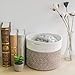 INDRESSME Woven Storage Basket, Small Round Woven Basket with Handle for Sock, Towel, Basket for Baby Nursery, Cotton Rope Basket for Desk Shelf, Small Storage Basket for Keys, Remotes