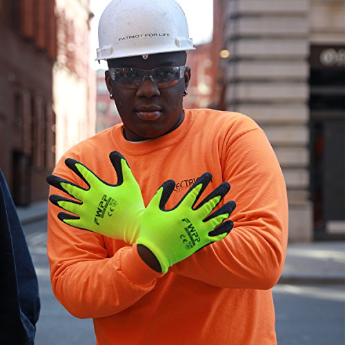 FWPP GL008003M12 Latex Coated Work Gloves Construction Gloves Pack of 12Pairs Medium Fluorescence Yellow - Thumbnail 6