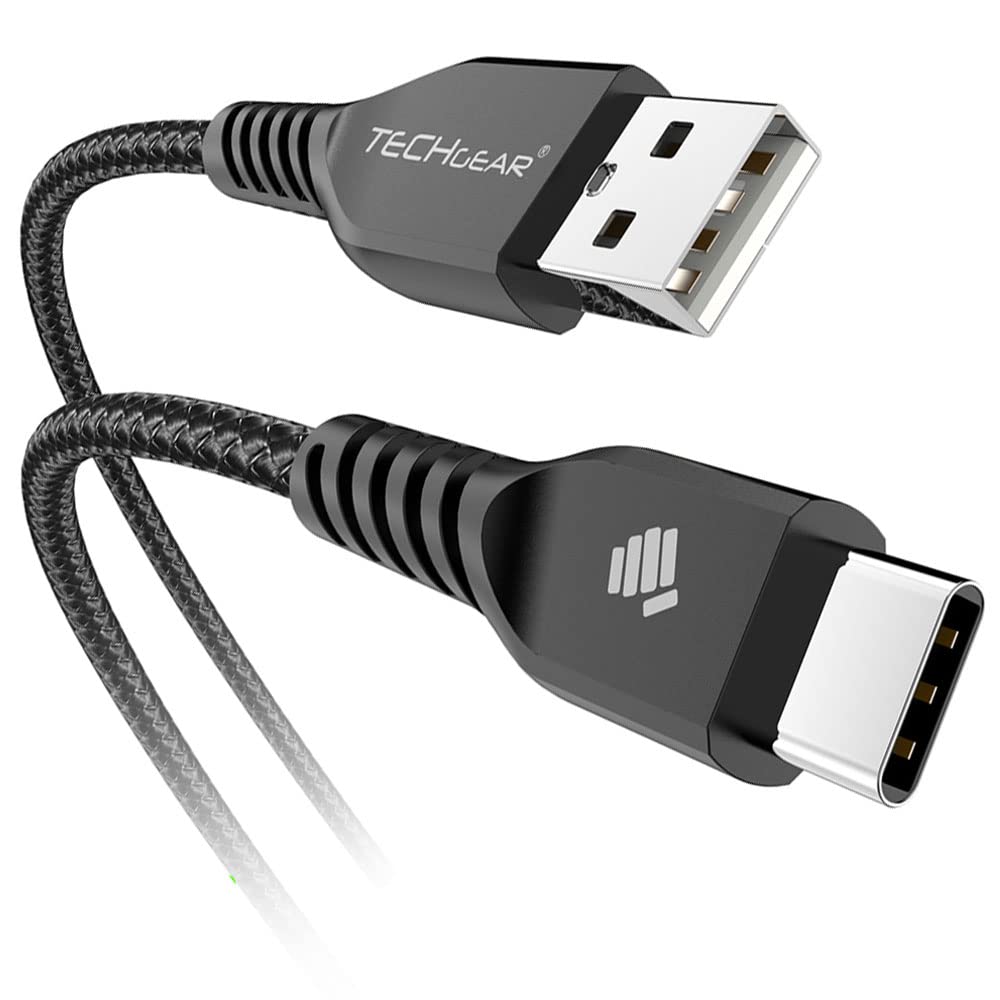 TECHGEAR STRONG High Durability Braided USB C Charging & Sync Cable (30cm) Type C Compatible with Samsung Note 20 Ultra, S25 S24 S23 S22 S21 S20 FE A16 A15 A13 A36 A05s Moto, Honor, Oppo, Xiaomi etc — image 1
