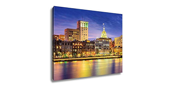 Amazon Com Ashley Canvas Savannah Georgia Riverfront Skyline Wall Art Home Decor Ready To Hang Color 16x Ag Posters Prints
