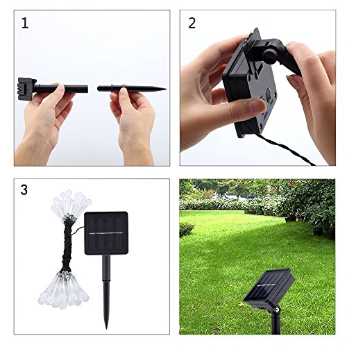 Solar Lichterkette, T-SUN 30 LED Lichterkette Wassertropfen Wasserdichte Garten Beleuchtung, Weihnachtsdekoration… – Bild 7