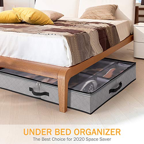 SOLEDI Under Bed Shoe Storage 2 Pack, Adjustable Dividers, Under Bed