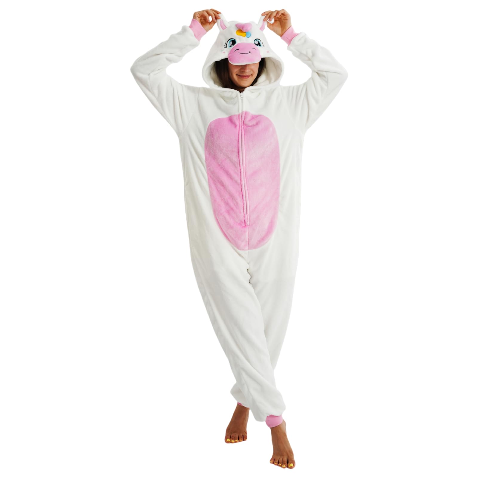 ressber Unisex Adult Onesie Pajamas Animal One Piece Halloween Costume Christmas Sleepwear Jumpsuit (US, Alpha, Large, Regular, Regular, White) Image ressber Unisex Adult Onesie Pajamas Animal One Piece Halloween Costume Christmas Sleepwear Jumpsuit (US, Alpha, Large, Regular, Regular, White) Image
