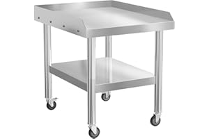 ROVSUN 24" L x 30" W x 26" H Stainless Steel Equipment Stand with Wheels, NSF Commercial Prep & Work Table, Grill Stand Table with Adjustable Undershelf for Hotel, Home,Restaurant Kitchen, Workplace