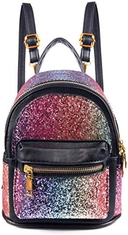 MADISON & DAKOTA Holographic Dance Mini Backpack for Garments, Costumes, Travel | Mini Rainbow Glitter Backpacks (Purple Sparkle)