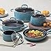 Finnhomy Hard Porcelain Enamel Aluminum Cookware Set, Ceramic Cookware Set, New Technology Double Nonstick Coating Kitchen Pots and Pan Set, 14-Piece, Blue