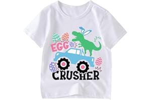 XFSJGNA Kids Easter Shirt Boys Girls Eggs Hunts Tractor Monster Truck Graphic T-Shirt Toddler Easter Bunny Short Sleeve Tees Top