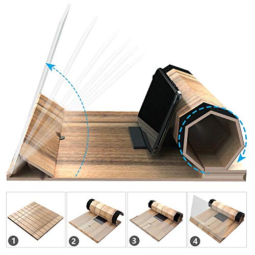 12''HD Foldable Screen Magnifier, VXSCAN Crude Wood Grain 3D Mobile Phone Screen Enlarger, Suitable for All Smartphones Watching Movie Videos - Thumbnail 5