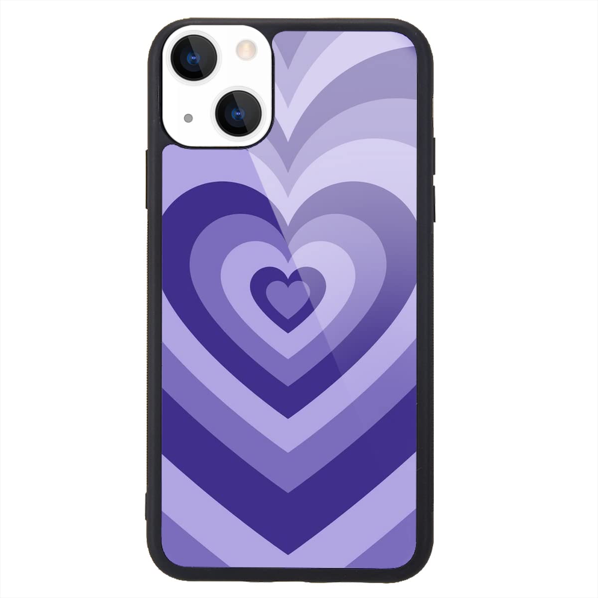 MAYCARI Abstract Purple Love Phone Case Compatible with iPhone 13 6.1'', Hard Back Case with Soft TPU Bumper for Girls Children Women Protective Phone Case for iPhone 13