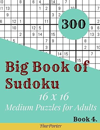 Big Book of  Sudoku 16 x 16: 300 Medium  Puzzles for Adults with Solutions