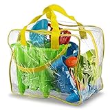 Beach Bucket Set with Animal Molds, Models and Garden Tools - 12 PC Multicolor Sand Castle Bucket Kit for Beach | Pool | Backyard | Sandbox | Aquatic Events - Includes PVC Handbag Assorted