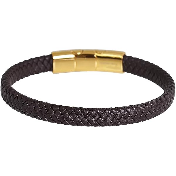 STARCHENIE Men's Tiger Eye Leather Bracelet - Black Braided Leather With Stainless Steel Buckle - View #4