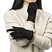 Womens Winter Gloves, Warm Soft Fleece Lined Suede Gloves, Touchscreen Texting by REDESS, Black Line