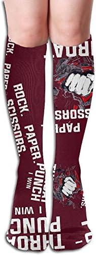 Rock Paper Scissors Throat Punch I Win! Girls Long Socks