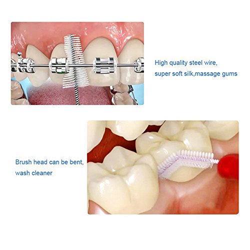 LKE 50pcs/pack Interdental Brush Tooth Flossing Head Oral Dental Hygiene Brush Tooth Cleaning Tool Tooth Cleaning Tool