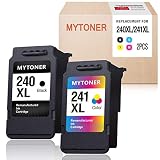 MYTONER Remanufactured Ink Cartridge Replacement for Canon 240XL 241XL PG-240 XL CL-241 XL Combo Ink for PIXMA MG3620 TS5120 MX532 MG3520 MX472 MX452 MG3220 MG2220 MG2120 MG3120 (Black, Tri-Color, 2P)