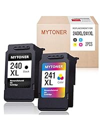 MYTONER Remanufactured Ink Cartridge Replacement for Canon 240XL 241XL PG-240 XL CL-241 XL Combo Ink for PIXMA MG3620 TS5120 MX532 MG3520 MX472 MX452 MG3220 MG2220 MG2120 MG3120 (Black, Tri-Color, 2P)