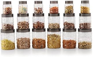 Cello Checkers Plastic PET Canister Set, 18 Pieces, Clear