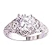 Psiroy 925 Sterling Silver Plated Round Cubic Zirconia Floral Cocktail Ring for Women Size 8