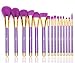 Qivange Makeup Brush Set, Professional Makeup Brushes with Cosmetic Bag(Purple with Gold, 15 PCS)