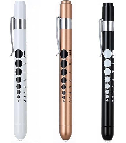 CAVN Pen Light With Pupil Gauge LED Penlight For Nurses Doctors, 2 Pcs Reusable Medical Penlight For Nursing Students Rose Gold And White