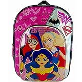 DC Comics Super Hero Girls Batgirl, Wonder Woman and Supergirl Backpack with Side Mesh Pockets