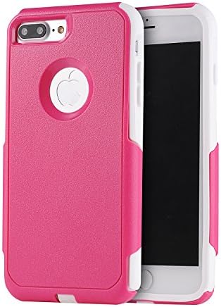 iPhone 8Plus &amp; 7Plus case,Chanroy Heavy Duty Dual Layer Slim-fit Ultra-thin Cover for iPhone 8Plus &amp; 7Plus 5.5 inch(Hot pink on White)