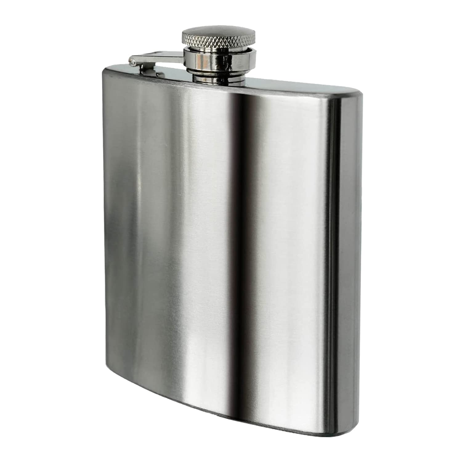 KAV Stainless Steel Hip Flask Leak Proof and Portable Pocket Hip with a Safety Hinged Screw Cap Suitable for Travel - 8oz, Silver (14.4x9.6x2.2 cm)