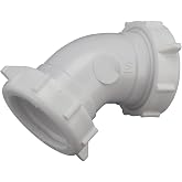 Plumb Pak PP20557 Drain Pipe Elbow With Reducing Washer, 45 deg, 1-1/2 in, Plastic