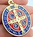 Religious Gifts Gold Tone Red and Blue Enamel Saint Benedict Medal Pendant, 1 1/4 Inch