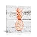 K-Road Pineapple Wall Art Rose Gold Canvas Painting Framed Picture Rustic Farmhouse Bathroom Living Room Decor 12x12 Inch (RG)