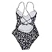 Women Boho Print Floral V Neck Multi Straps Lace Up Onepiece Bikini Swim Suits, Floral, Large