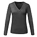 BMS Women's Wool Cashmere Blend V-Neck Pullovers Long Sleeve Knitted Sweaters