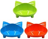 WXLAA Cat Bowls, Anti-Slip Multi-Purpose Pet Feeding Bowl Shallow Wide Flat Cat Food Water Bowls Dishes, Set of 3
