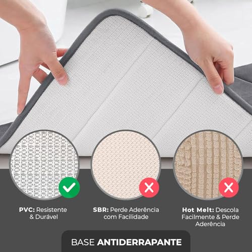 Decolab Tapete Antiderrapante Banheiro Super Soft | Kit Tapete Banheiro Box ou Banheira Completo | Jogo Tapetes Para Banheiro Multiuso Decoração Quarto (Cinza-escuro, 2 Peças)