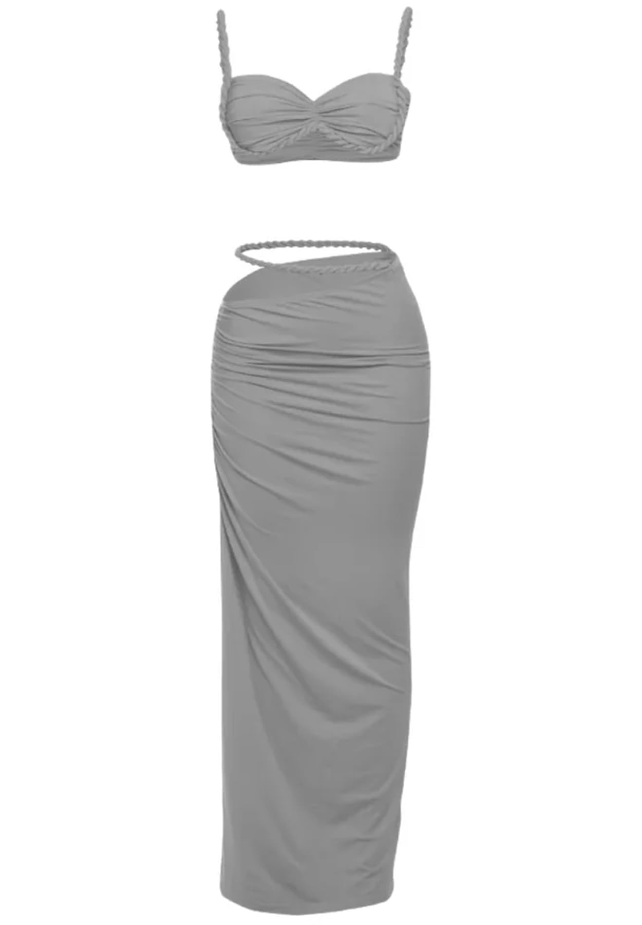 Photo 1 of longlugoo Women's Two Piece Skirt Sets Summer Beach Sexy Ruched Backless Cami Top And Cut Out Skirt Night Out Dress