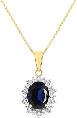 RYLOS Necklaces For Women 14K Yellow Gold - Diamond & Sapphire LP4781SY-B
