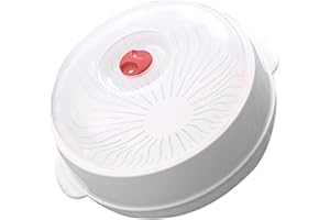 CALLARON Microwave Oven Steamer with Lid Single-layer round Kitchen Food Steaming Plate for Rice and Fish