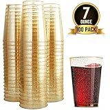 100 Glitter Plastic Cups 7 Oz Clear Plastic Cups Tumblers Gold Glitter Cups Disposable Wedding Cups Party Cups