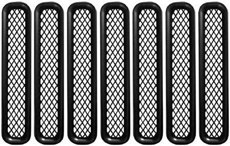 ICARS Matte Black Mesh Grill Inserts Grille Guard for 1997-2006 Jeep Wrangler TJ Unlimited Rubicon Sahara - 7PCS
