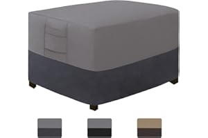 Easy-Going Outdoor Ottoman Cover, Waterproof Patio Ottoman Cover, Heavy Duty Outdoor Furniture Cover with Padded Handles (28"x22"x17", Gray/Dark Gray)