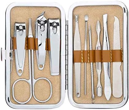 KTcos Manicure, Pedicure Kit, Nail Clippers, Professional Grooming Kit, Nail Tools with Luxurious Travel Case, Set of 10