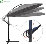 VOUNOT 3m Cantilever Parasol Banana Garden Patio Umbrella Grey with Crank view 2