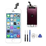 LCD Touch Screen Digitizer Replacement Full Assembly for iPhone 5S With Free Tools Kit (For iPhone 5S White)