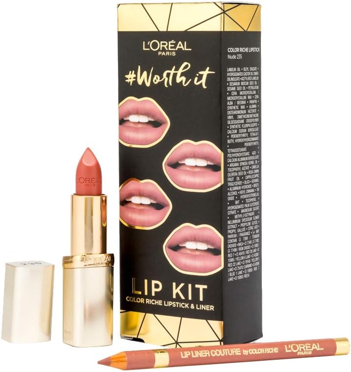 L'Oreal Paris Midnight In Paris Lipstick & Lip liner (Nude) Gift Set for Her, 98 ml (Pack of 1)