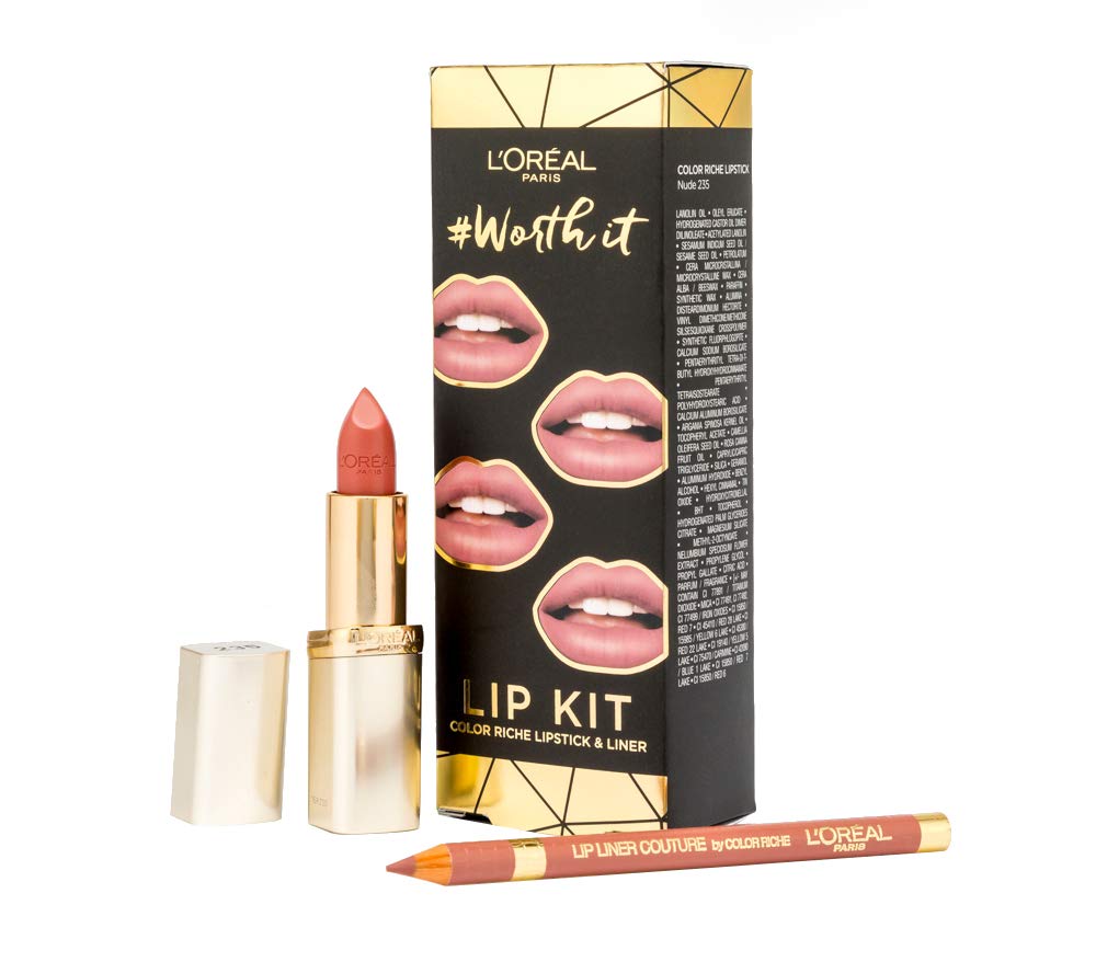 L'Oreal Paris Midnight In Paris Lipstick & Lip liner (Nude) Gift Set for Her