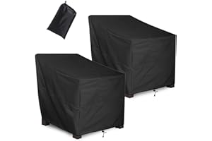ALSTER Outdoor Chair Covers 2 Pack, Patio Chair Covers(28" L x 35" W x 35" H), Durable and Waterproof Black Furniture Covers for Lounge Deep Seat, Rain Snow Dust Wind-Proof