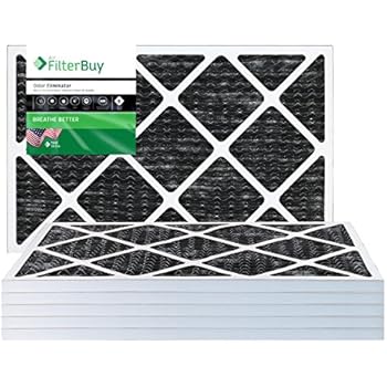 FilterBuy Allergen Odor Eliminator 20x25x1 MERV 8 Pleated AC Furnace Air Filter with Activated Carbon - Pack of 4-20x25x1