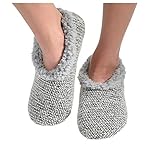 Snoozies Womens Textured Tweed Knit Sherpa Lined Slipper Socks
