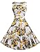 ACEVOG Vintage Scoop Neck Cocktail Bridesmaid Dress Party Dress Light Yellow M